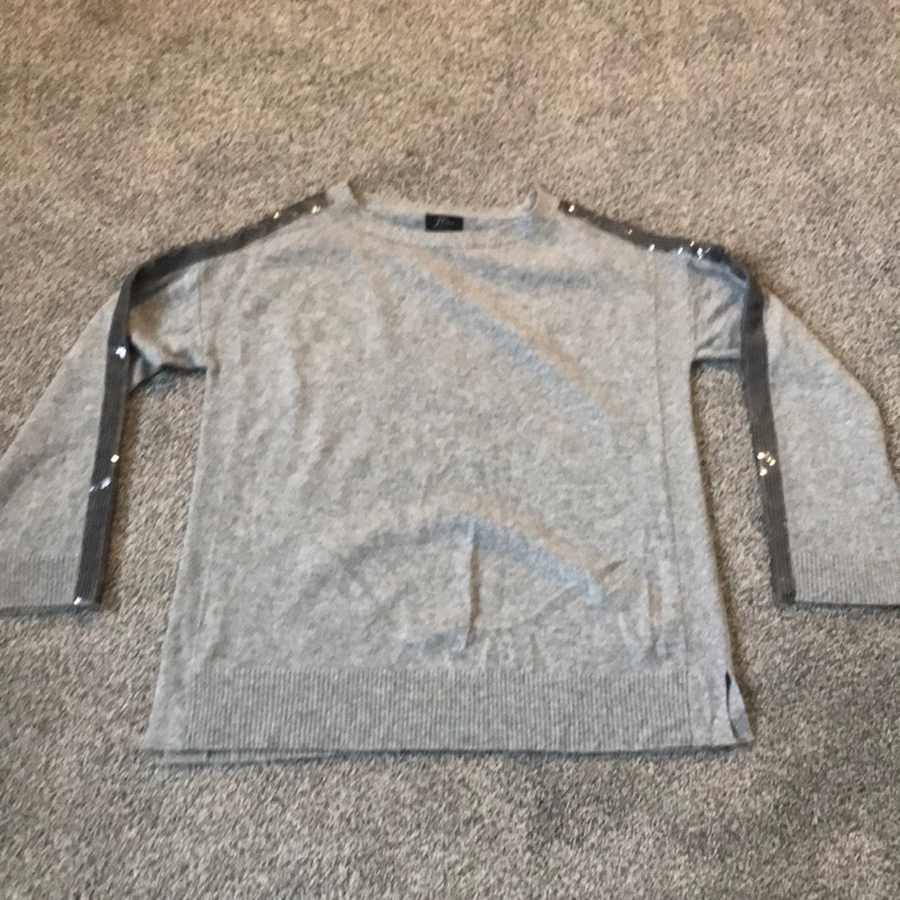 JCrew Sequin Sleeve Wide Neck Cashmere Sweater